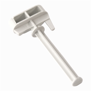 Hvid trykknap til betjening af Miele opvaskemaskine.